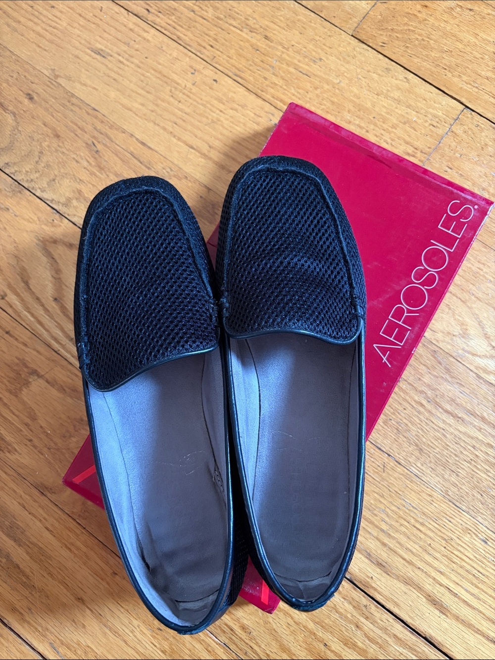 AEROSOLES Black Mesh Slip-On Loafers